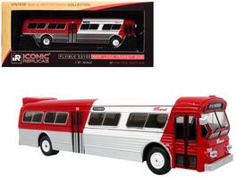 Iconic Replicas - Flxible 53102 New Look Transit Bus Pittsburgh Area Transit Red White Vintage Bus Limited Edition 1/87 HO - Red , White