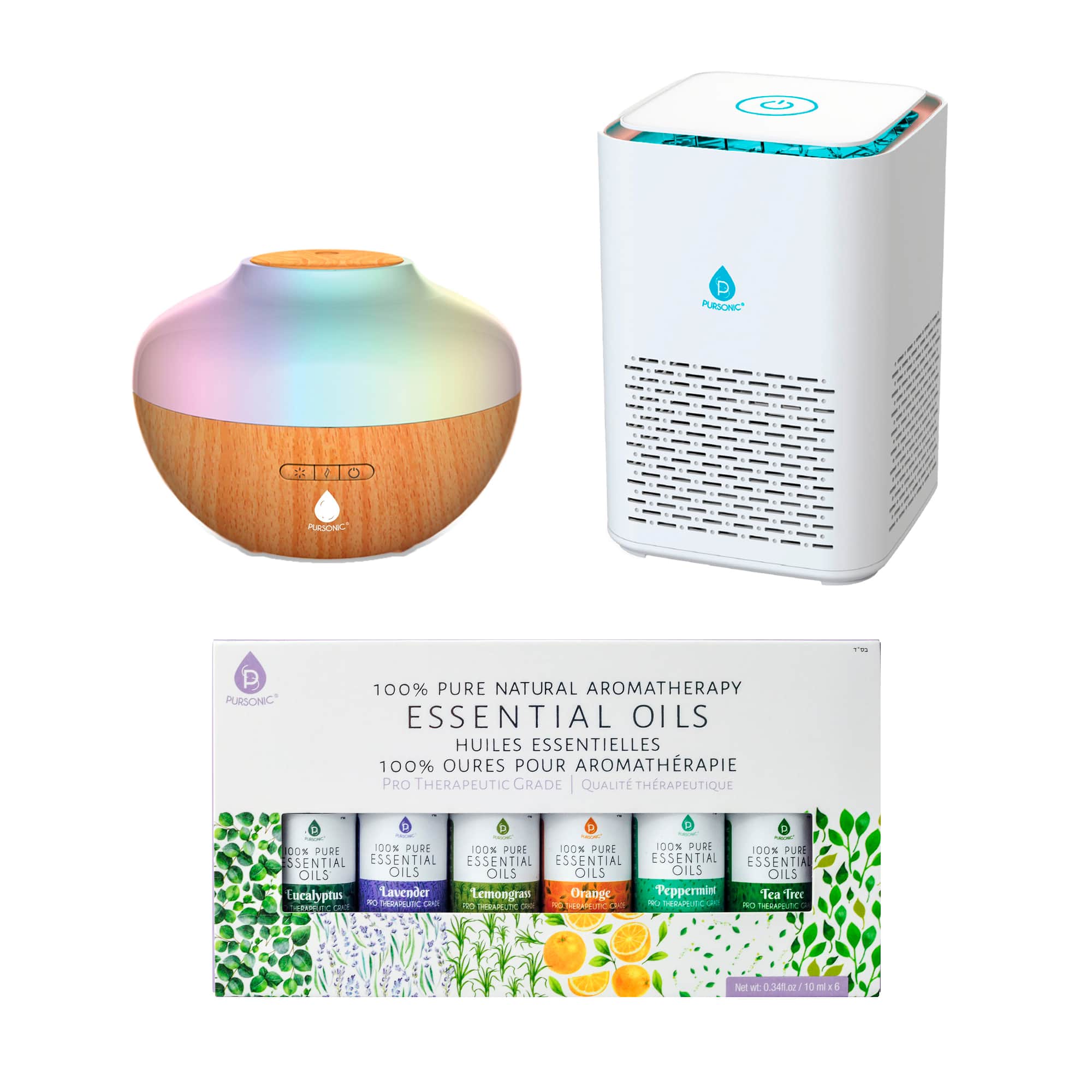 Pursonic - Ultimate Wellness Bundle: Air Purifier, Diffuser & Essential Oils Set
