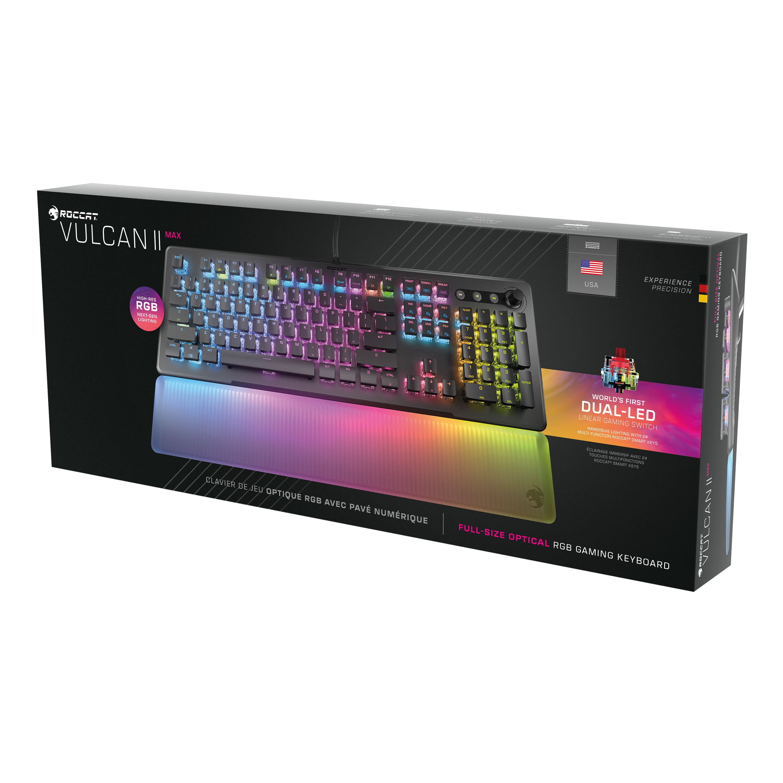 Alt View 19. ROCCAT - Vulcan II Max Full-size Wired Keyboard with Optical Titan Switch, RGB Lighting, Aluminum Top Plate and Palm Rest - Black.