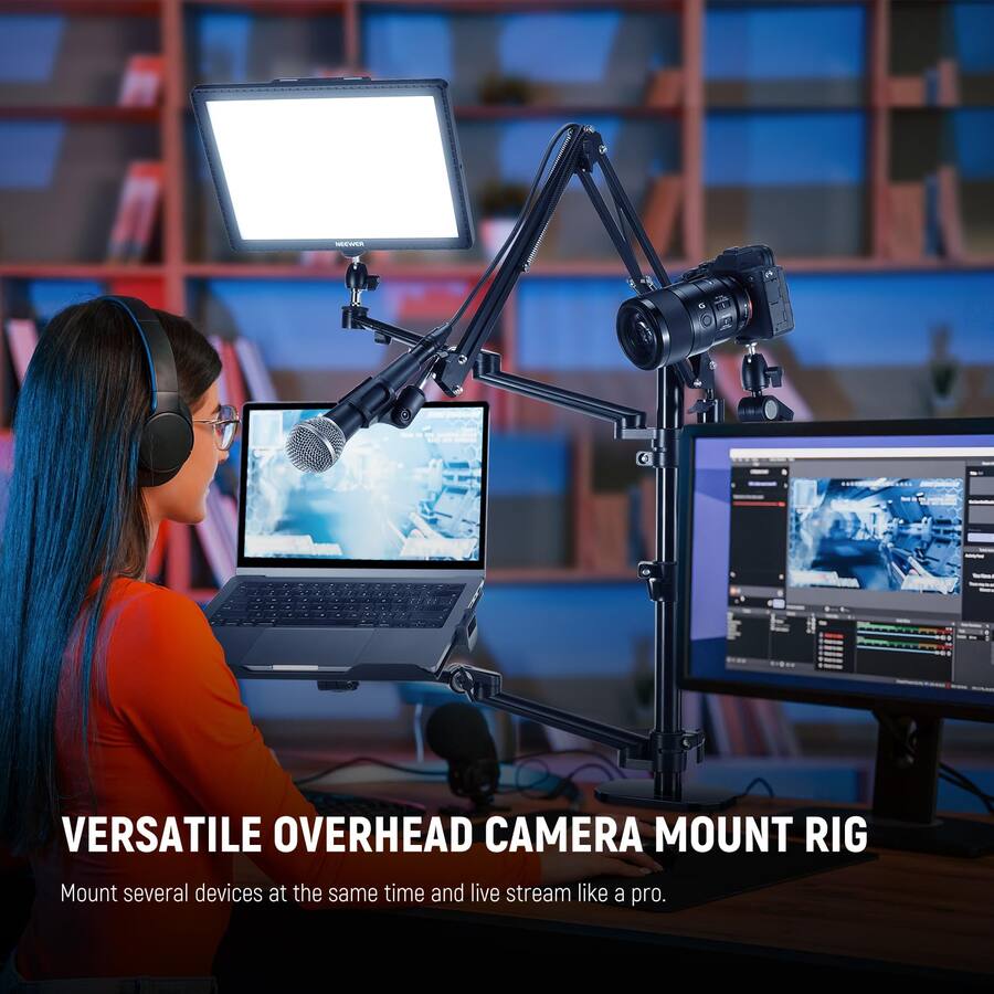 Ceiling Camera Mount Rig Neewer Overhead Camera Stand with 4 Boom Arms, for Live Streaming ...