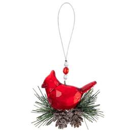Ganz - Winter Pine Cardinal Acrylic Christmas Tree Ornament 3.5 Inch - Red