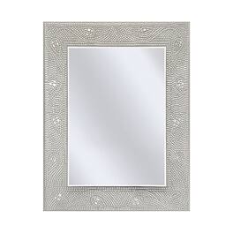 Hivvago - Rectangle Bathroom Vanity Mirror with Mosaic Crystal Floral Motif Border - Silver