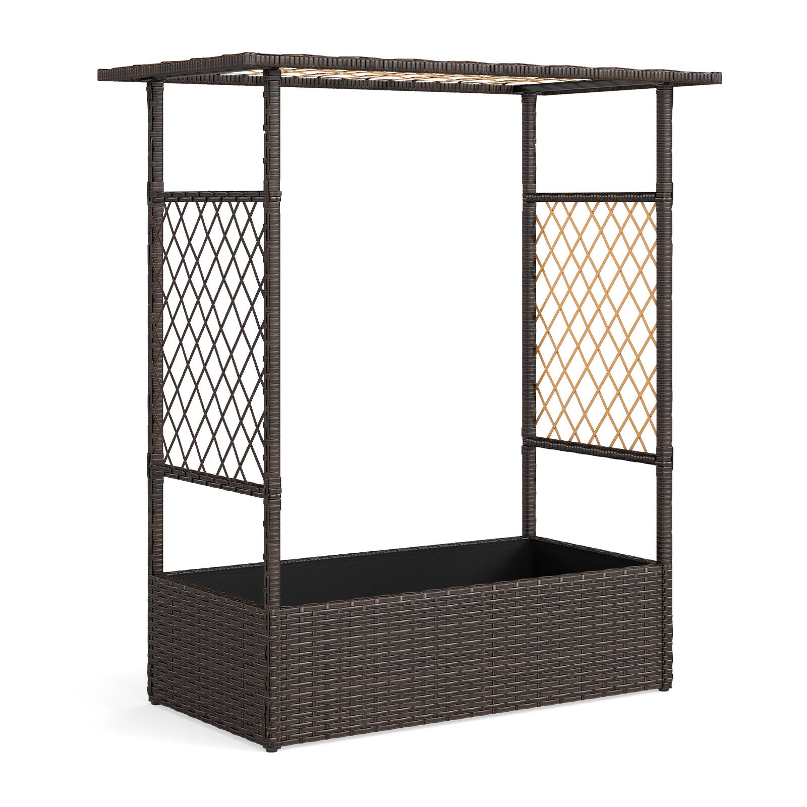 Alt View 9. Costway - Costway 2 PCS Raised Garden Bed 2-in-1 Elevated Planter Box with Hanging Roof & Trellises - Mixed Brown.