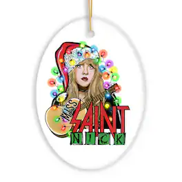 OrnamentallyYou - Miss Saint Nick Bohemian Christmas Ornament Poetic Guitarist Feminine Rock Theme - Multi-colored