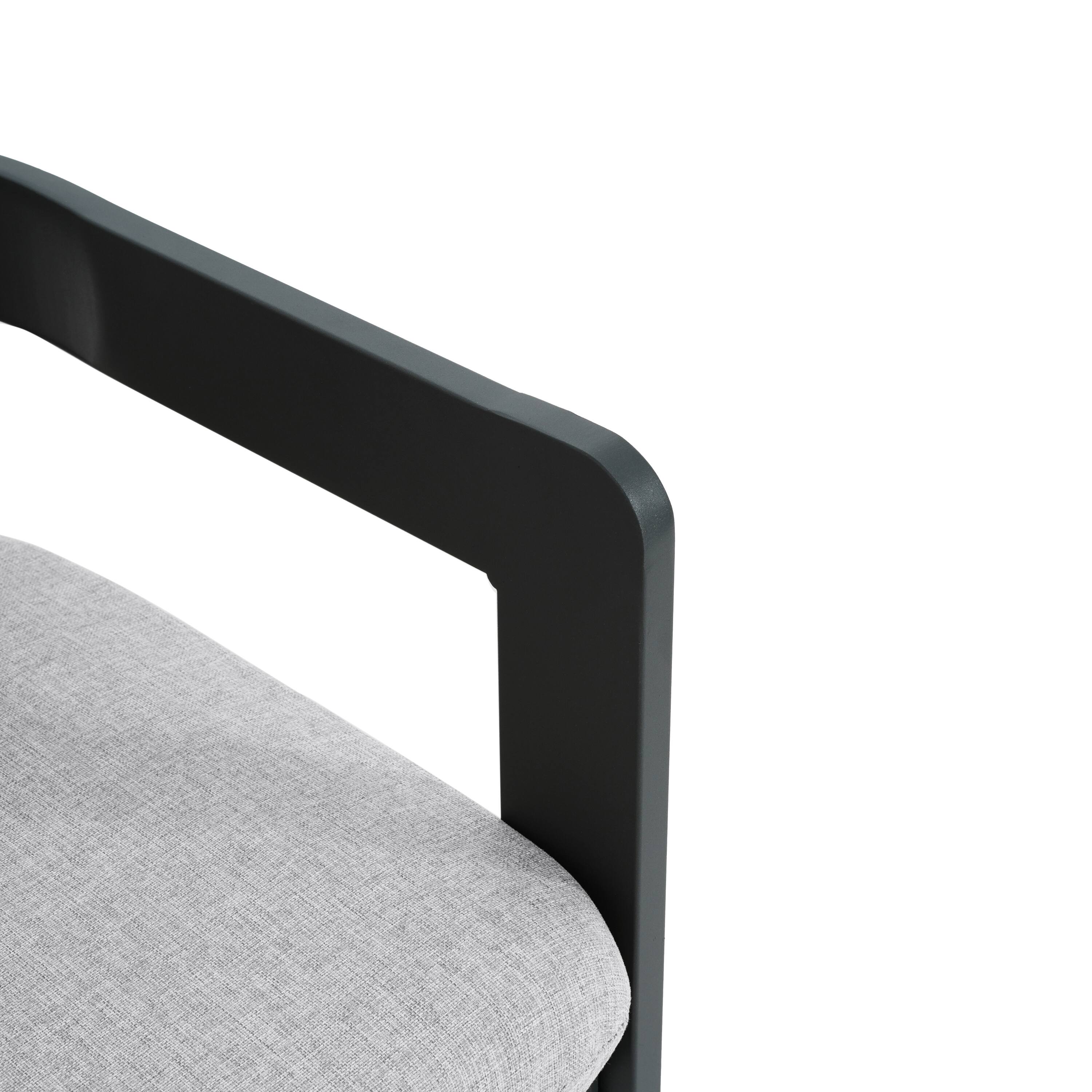 Alt View 6. Mondawe - Set of 2 Patio Outdoor Aluminum Dining chair with Cushion - Black+Grey.