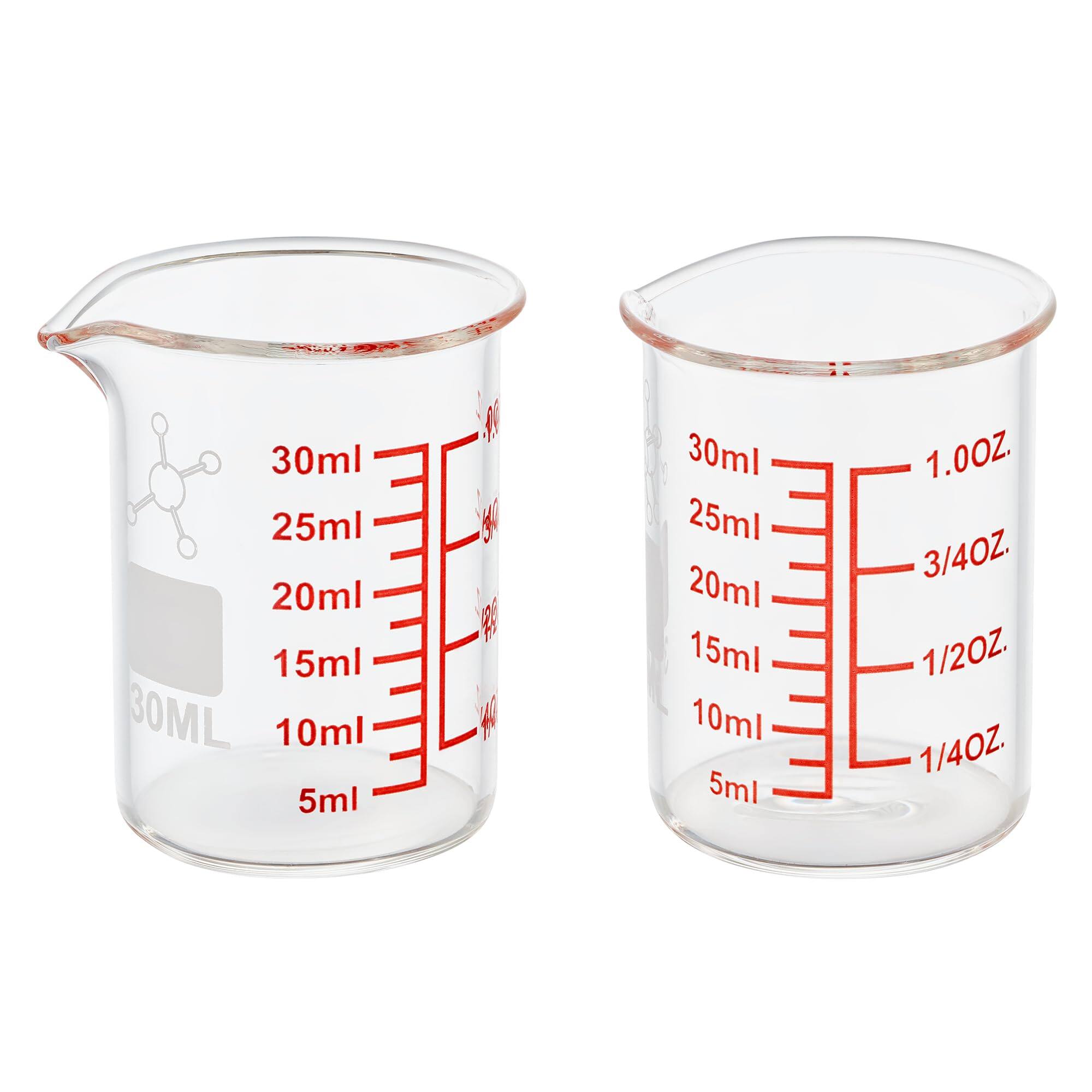 Dapper Styles - High Borosilicate Glass Measuring Cup-v-shaped Spout () Beaker For Kitchen Or Restaurant Easy To Read - 30ML(1.0OZ)-Pack of 2