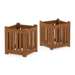 Furinno - Tioman Hardwood Outdoor Lifestyle Flowerbox, Set of 2 - Natural