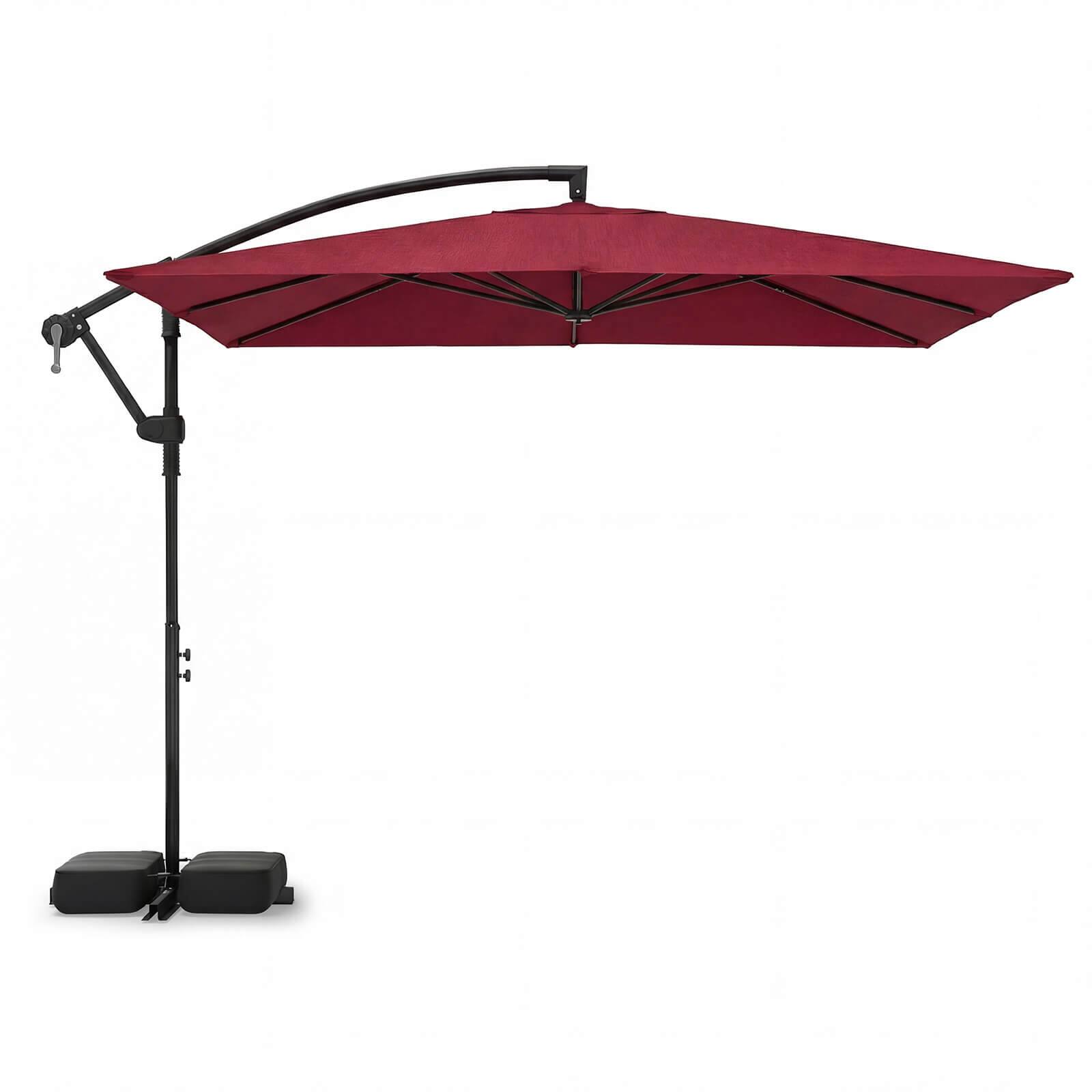 Front. Costway - Costway 8 x 8 FT Solar LED Offset Cantilever Patio Umbrella with 360° Rotation, Crank - Red.
