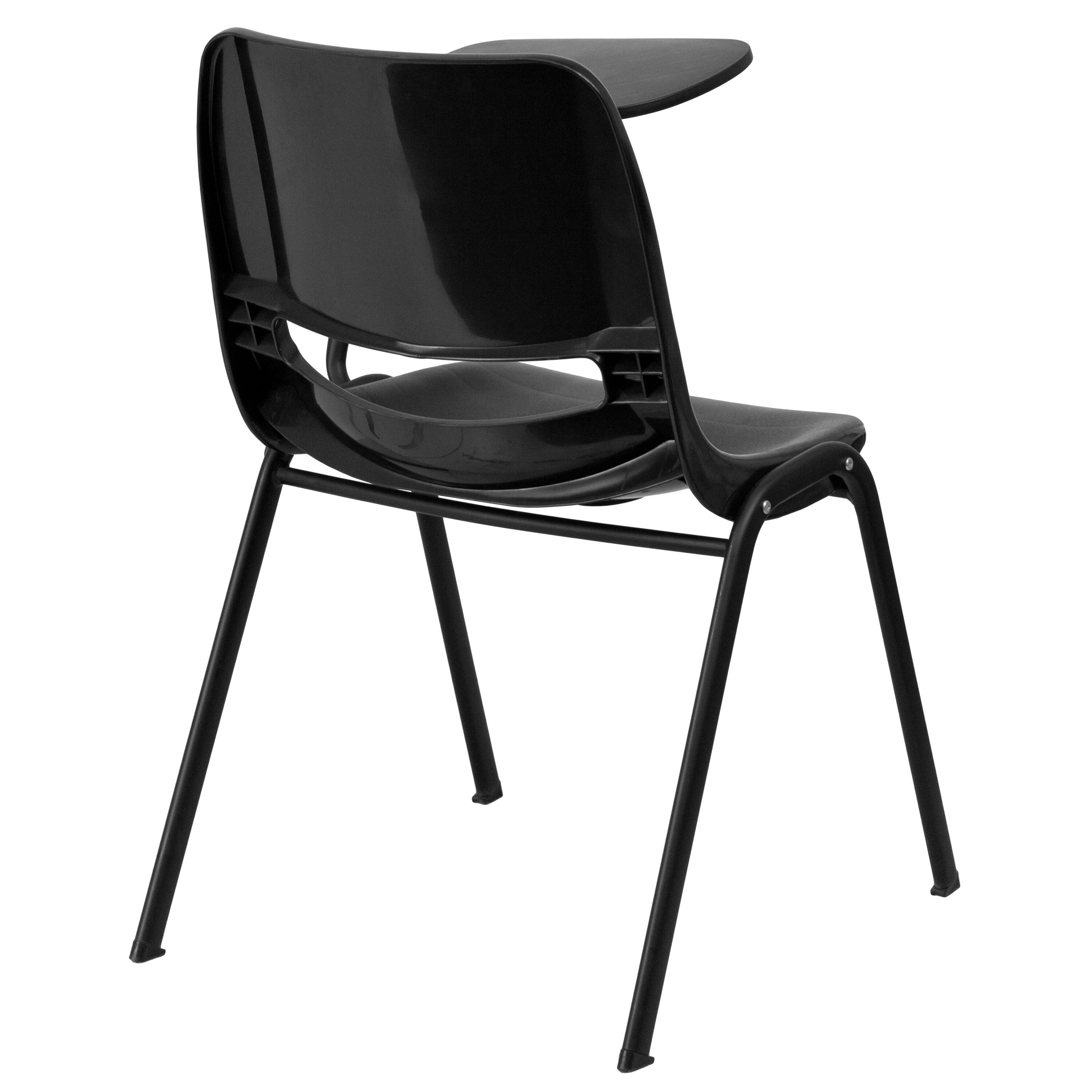 Alt View 3. Emma + Oliver - Ergonomic Shell Chair with Left Handed Flip-Up Tablet - Tablet Arm Desk - Black.