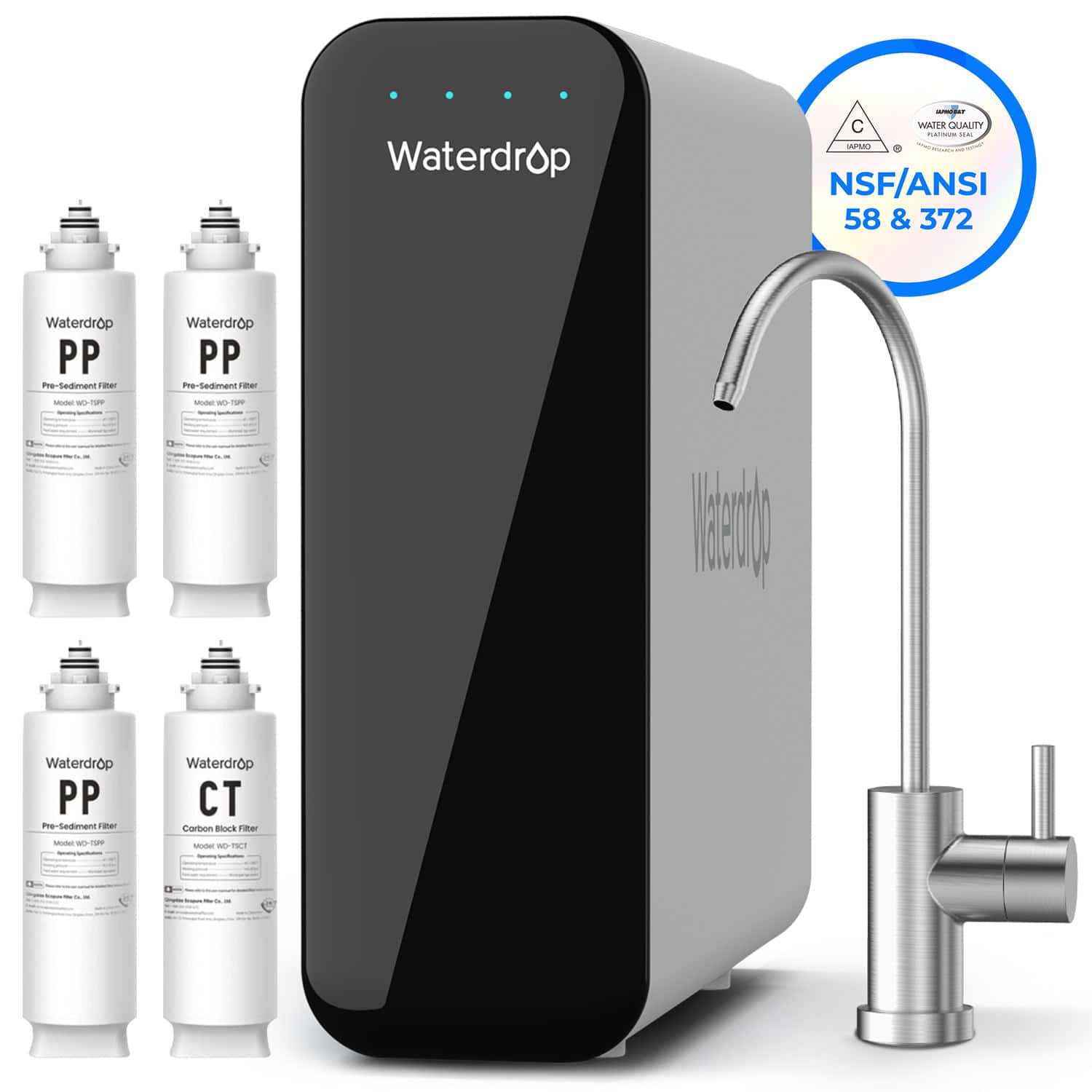 Waterdrop - TSU-W Under Sink Water Filter System Extra 3PP and 1CT Filters - White