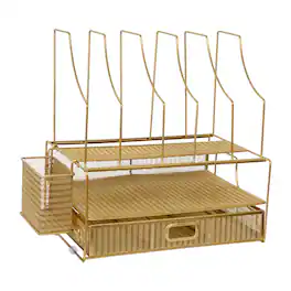 Martha Stewart - Ryder Premium Large Mesh Metal Desktop Organizer - Gold