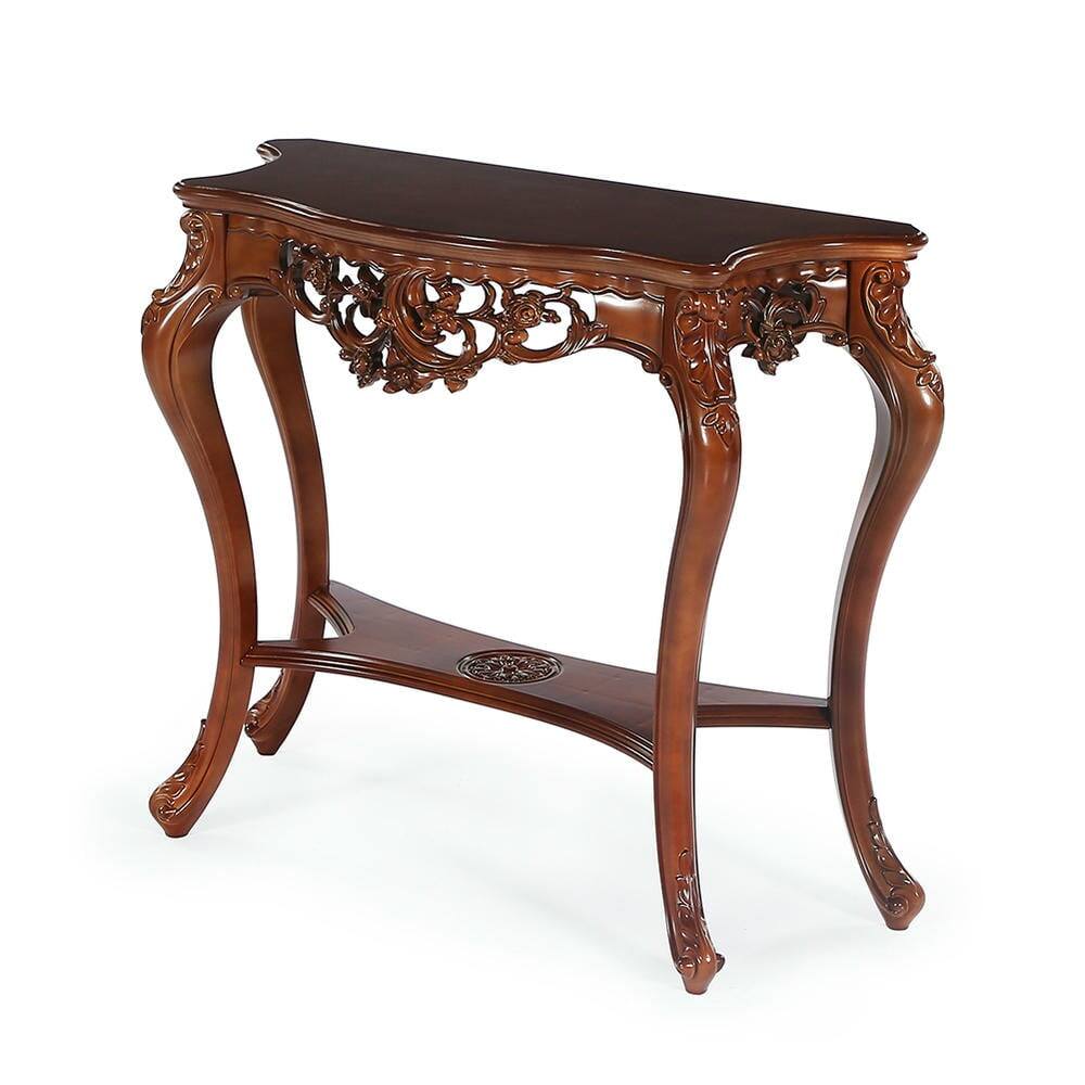 Back. Kadyn - Entryway Table, Console Sofa Table,37.6" Console Table, Elegant Two-Tier Entryway Hallway Table - Brown.