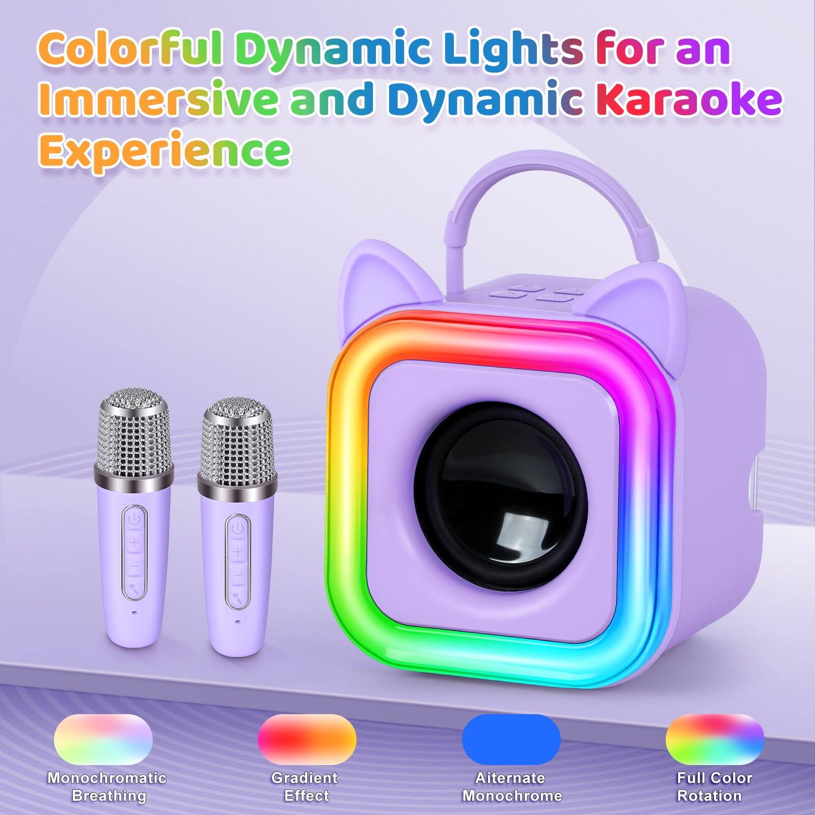 Pacoar Cade Mini Karaoke Machine Wireless Microphones Toys Gift Ages 12 ...