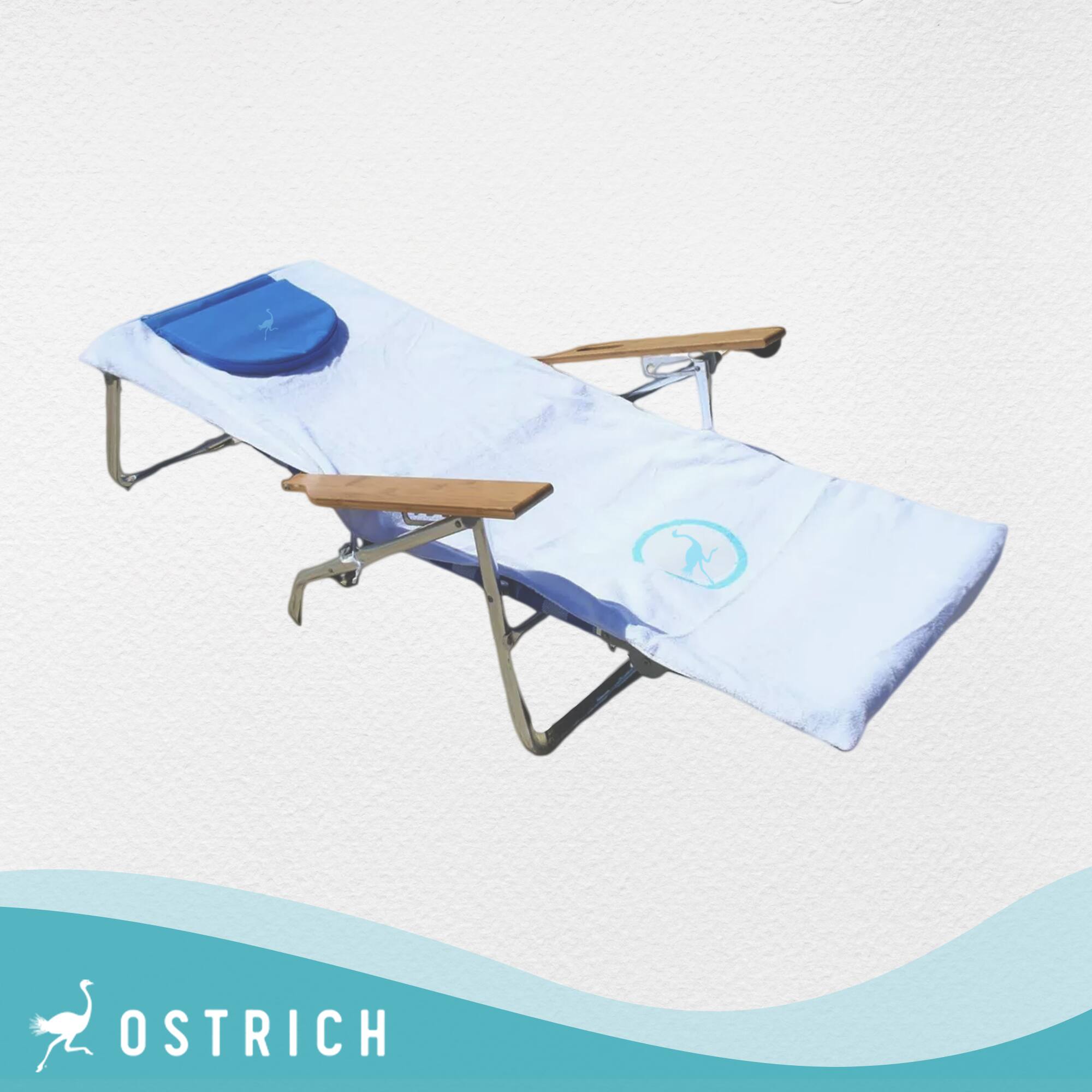 Alt View 10. Ostrich - Ostrich Custom Fitted Beach Towel & Ladies Chaise Lounge Beach Pool Chair, Teal - White.
