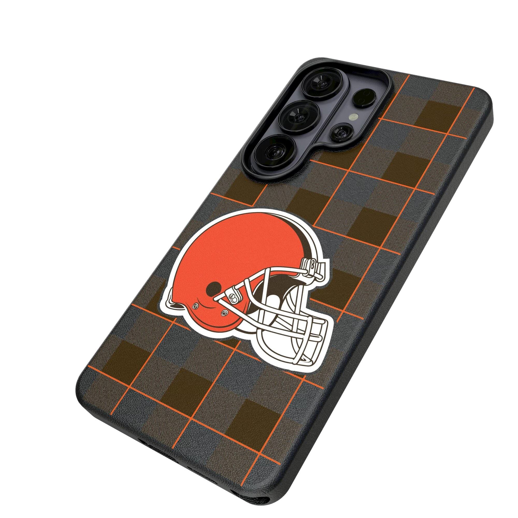 Alt View 1. Keyscaper - Cleveland Browns Plaid Galaxy Magnetic Bump Case - S25 - Black.