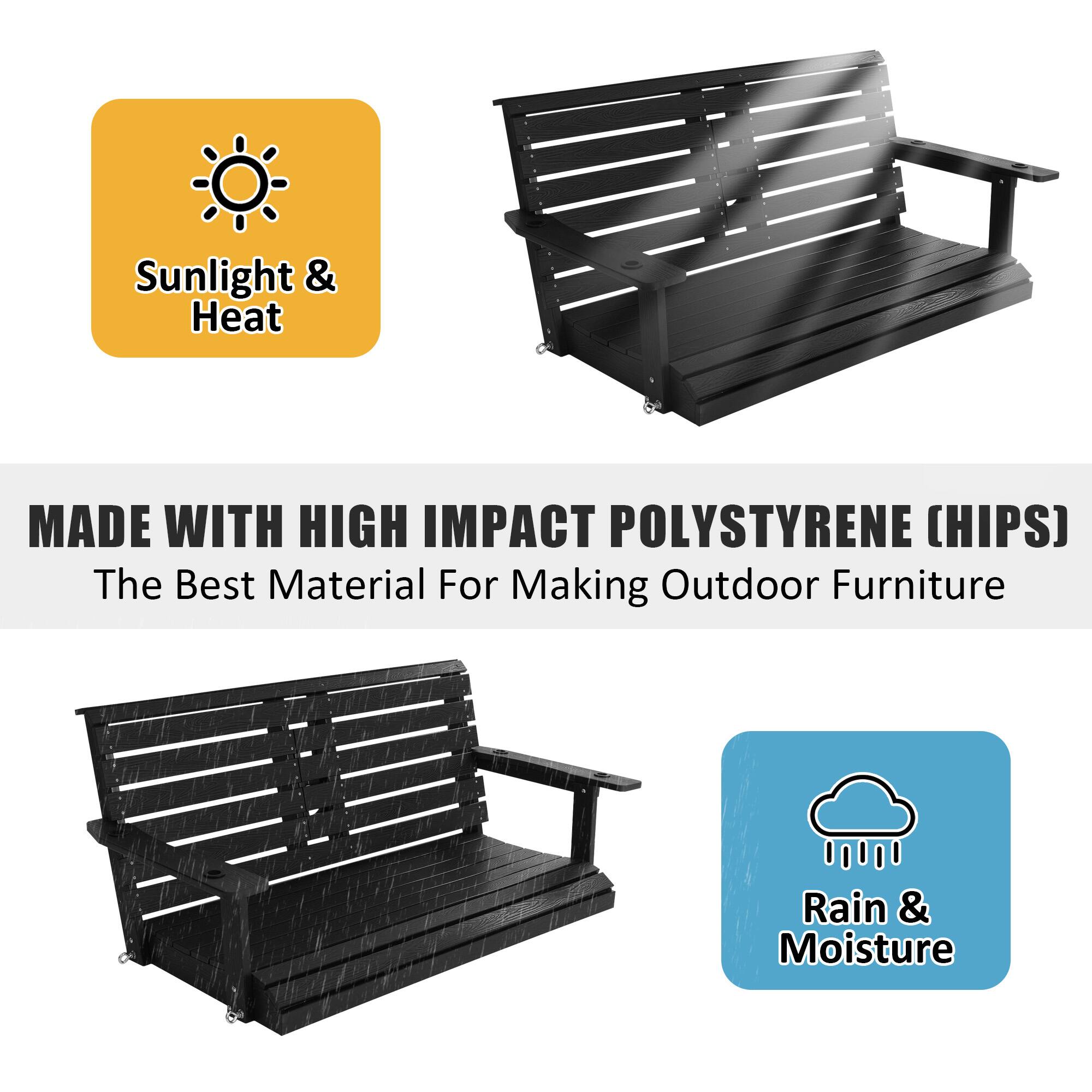 Sunlight & Heat

MADE WITH HIGH IMPACT POLYSTYRENE (HIPS)
The Best Material For Making Outdoor Furniture

Rain & Moisture