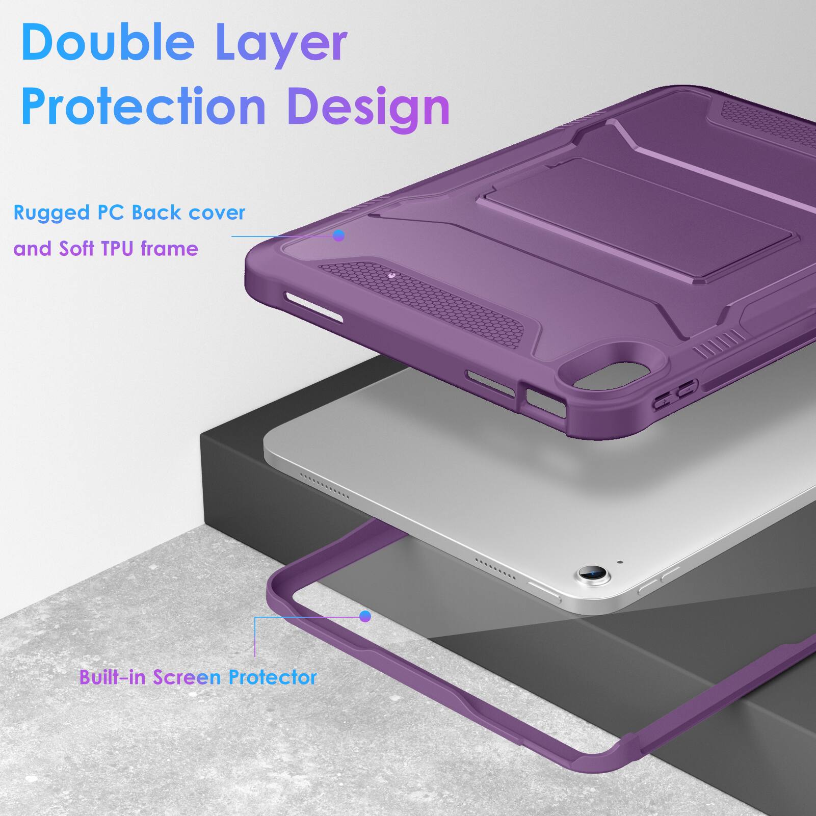 Double Layer Protection Design

Rugged PC Back cover and Soft TPU frame

Built-in Screen Protector