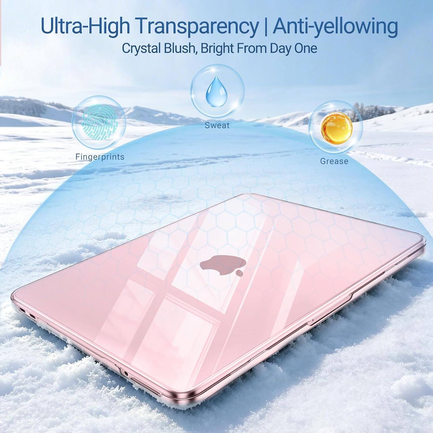 Ultra-High Transparency | Anti-yellowing  
Crystal Blush, Bright From Day One  

Sweat  
Fingerprints  
Grease