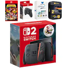 Switch 2 + Mario Kart World Bundle with Donkey Kong Bananza, Pro Controller, MightySkins Code and 2 CPS Year - Nintendo Switch 2