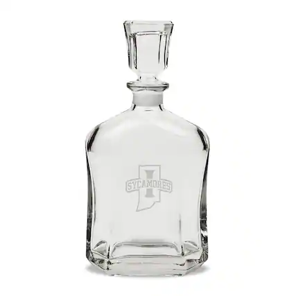 Front. Jardine - Indiana State Sycamores 23.75oz. Crystal Whisky Decanter - Multicolor.