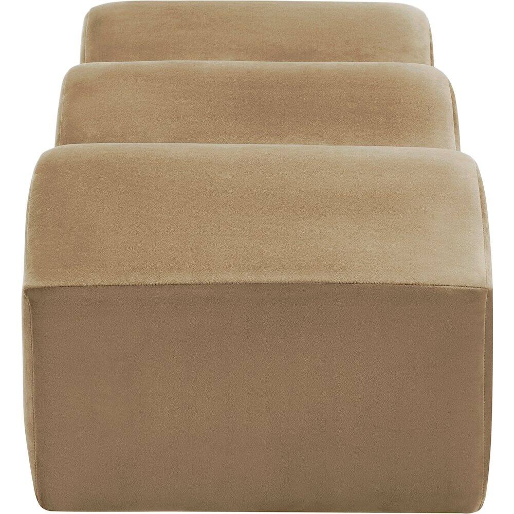 Alt View 4. Meridian Furniture - Wave Beige Velvet Bench - Beige.