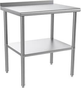 Winado - 29.9" x 23.6" Stainless Steel Table Heavy Duty Workbench with Backsplash and Undershelf for Garage & Commercial Kitchen - Silver