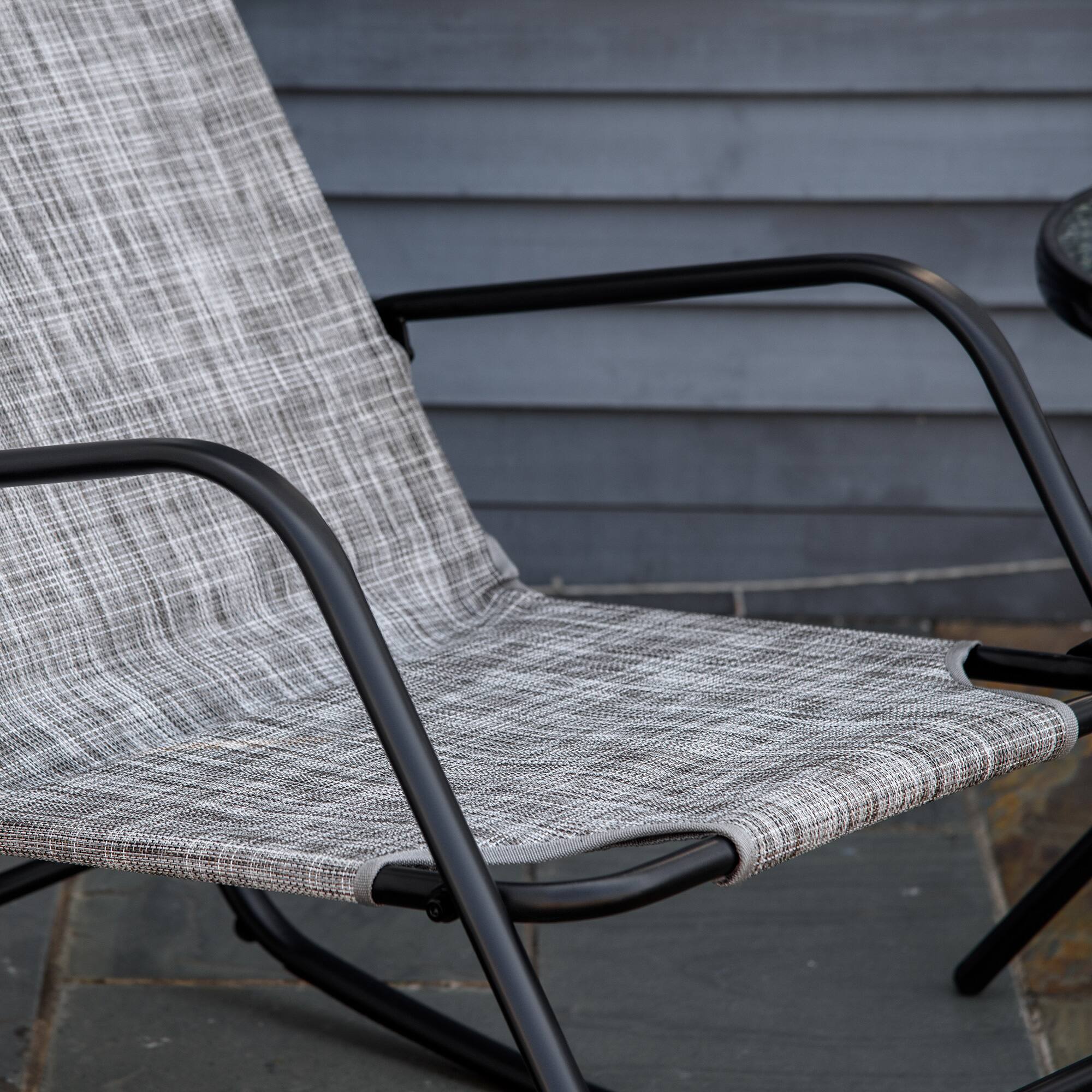 Alt View 2. Outsunny - Garden Rocking Chair, Outdoor Indoor Sling Fabric Rocker for Patio, Balcony, Porch, Grey - Grey.