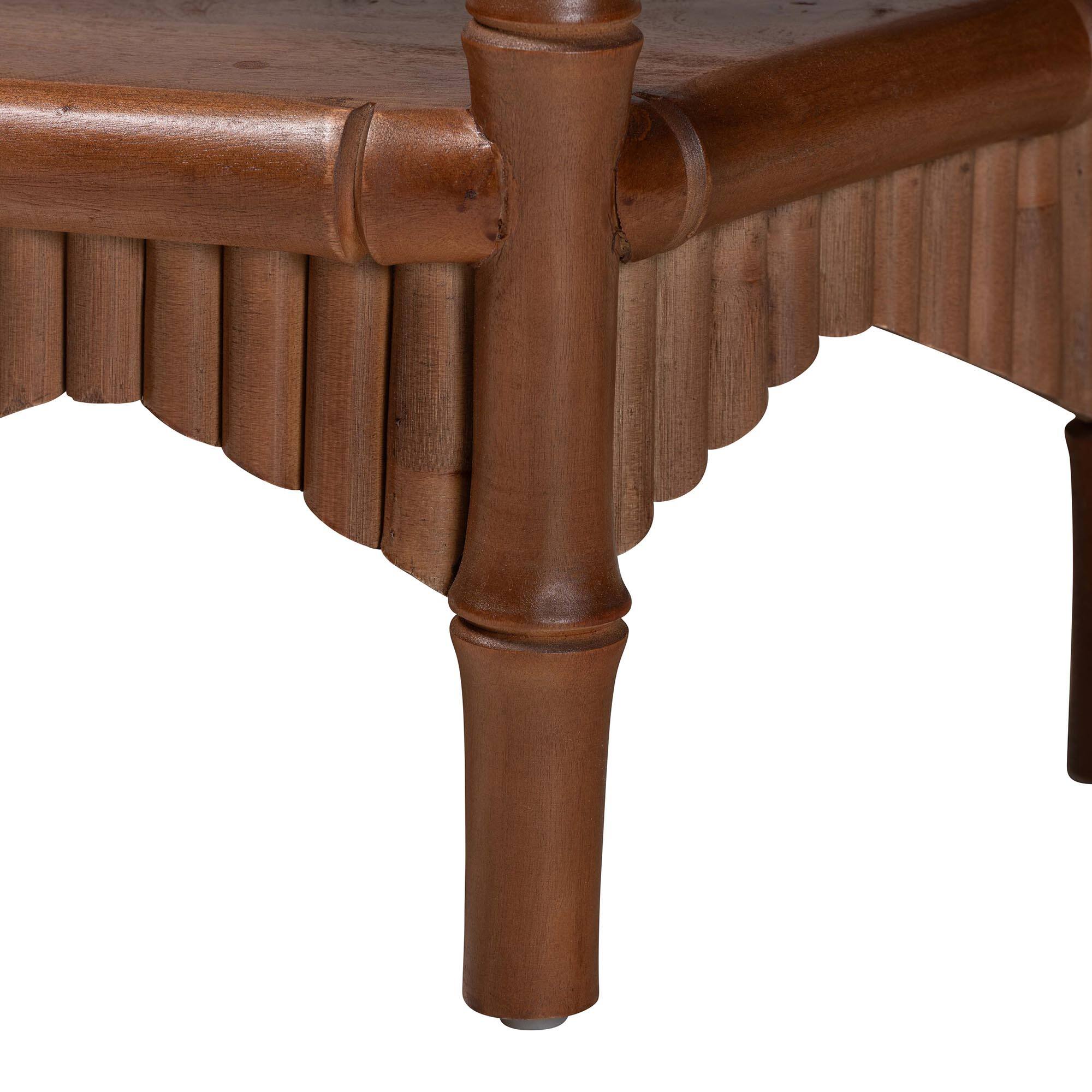 Alt View 2. bali & pari - Alessa Mahogany Wood Console Table - Fluted Wood Accent Table with Bamboo Motif and Two-Tier Display, 32 in. - Mahogany Brown.