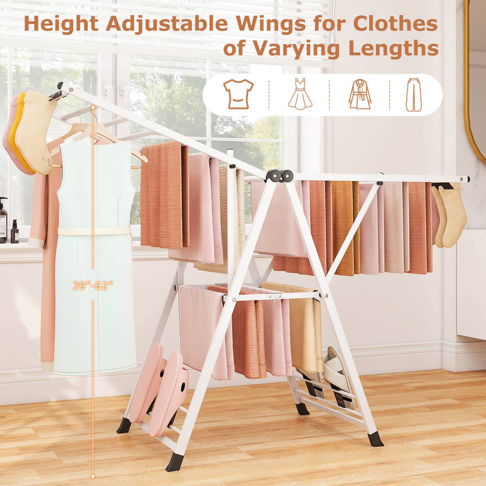 Height Adjustable Wings for Clothes of Varying Lengths

39"–62"