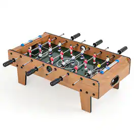 Costway - Mini Foosball Table, 27in Soccer Game Table w/ 2 Footballs and Soccer Keepers - Natural