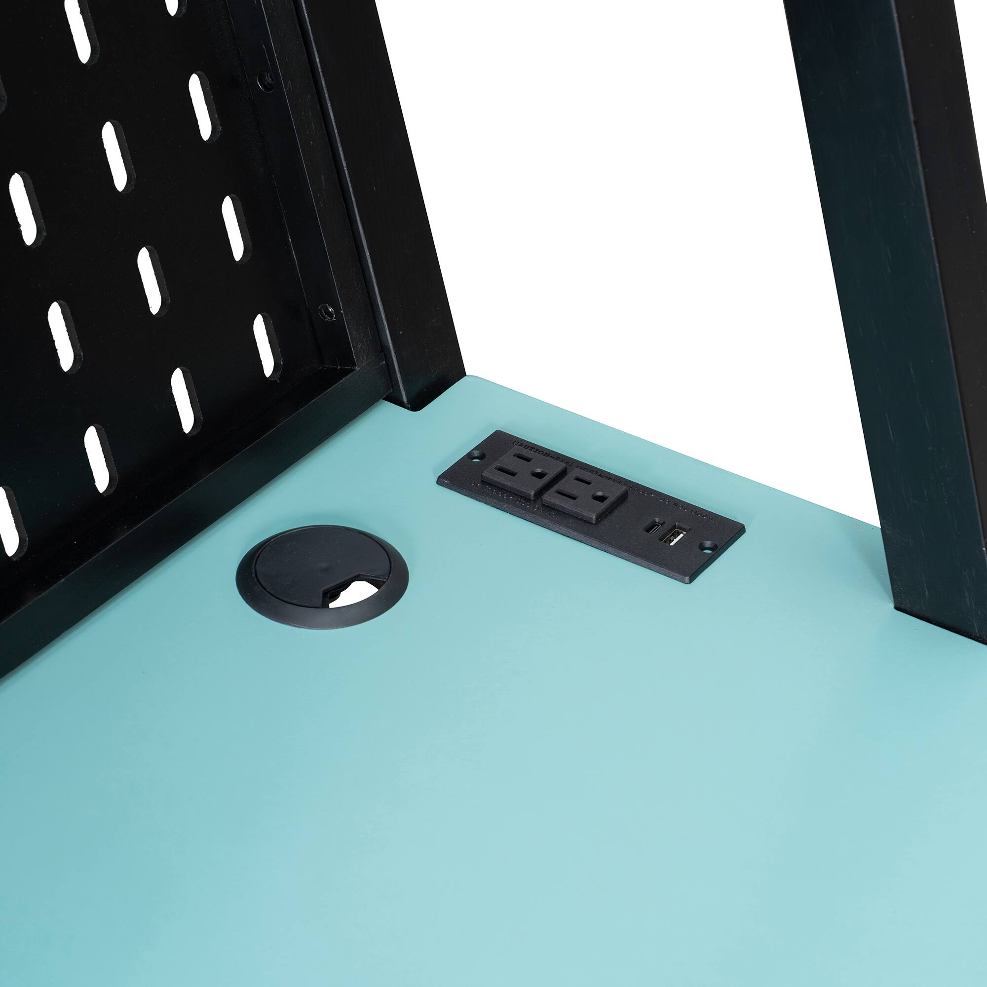 Alt View 5. Anysun - Full Size Bunk Bed with Two Built-In Gaming Desks, USB Desktop Ports & Pegboard Organizer, Gaming Bunk Frame for Gamer - Blue.