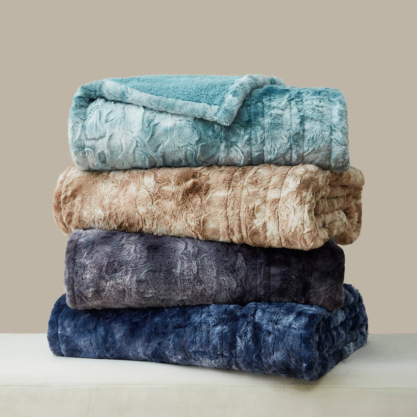 Alt View 9. Paradigms Interiors - Electric Heated Blanket Queen Size Faux 10 Hours Auto Shut Off 9 Heating Levels With Dual Control Soft Warm... - Light Blue-Throw.