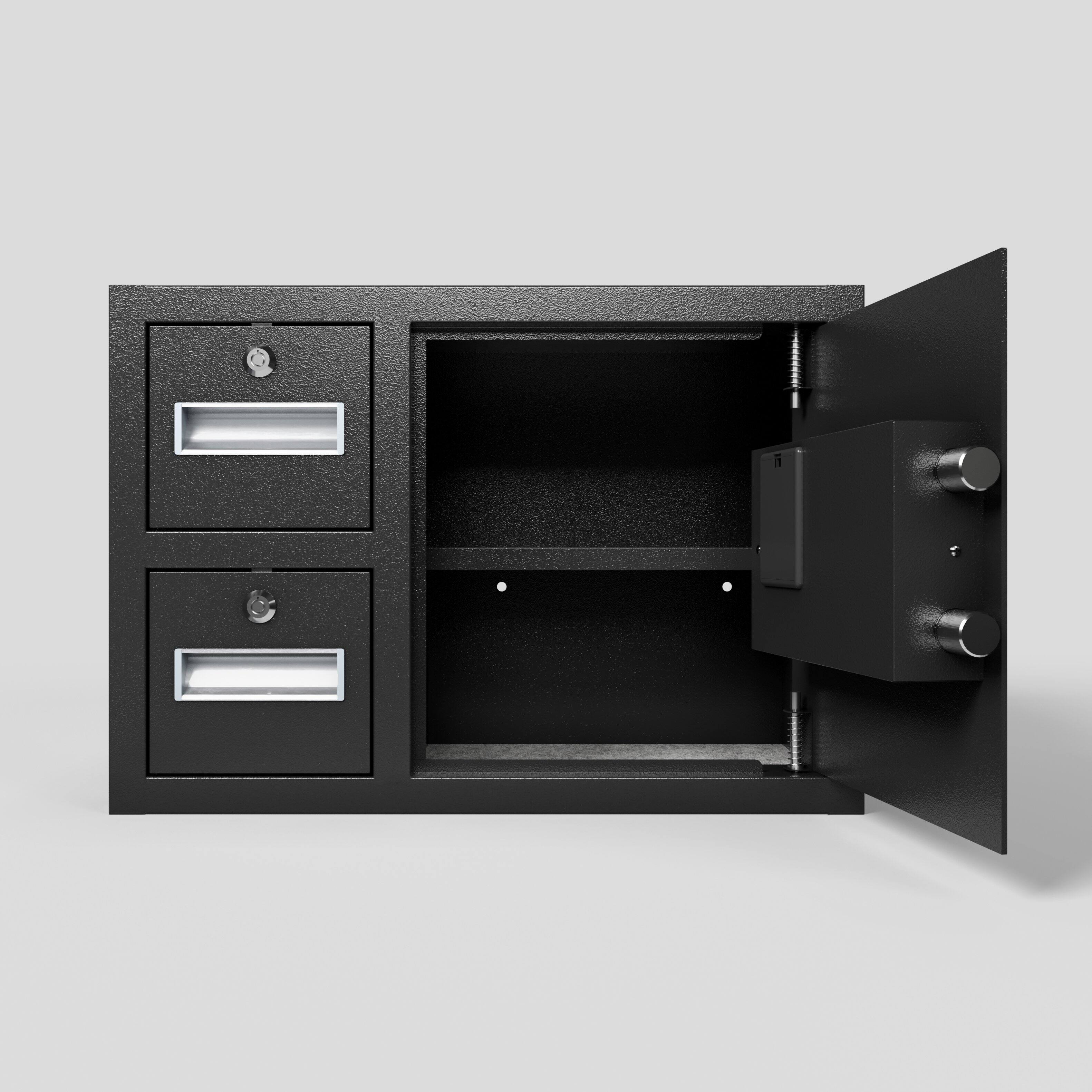 Left. GOODSILO - Steel Security Safe & Lock Box - Electronic Keypad - Secure Cash, Jewelry, Documents - 1.85 Cubic Feet - Black.