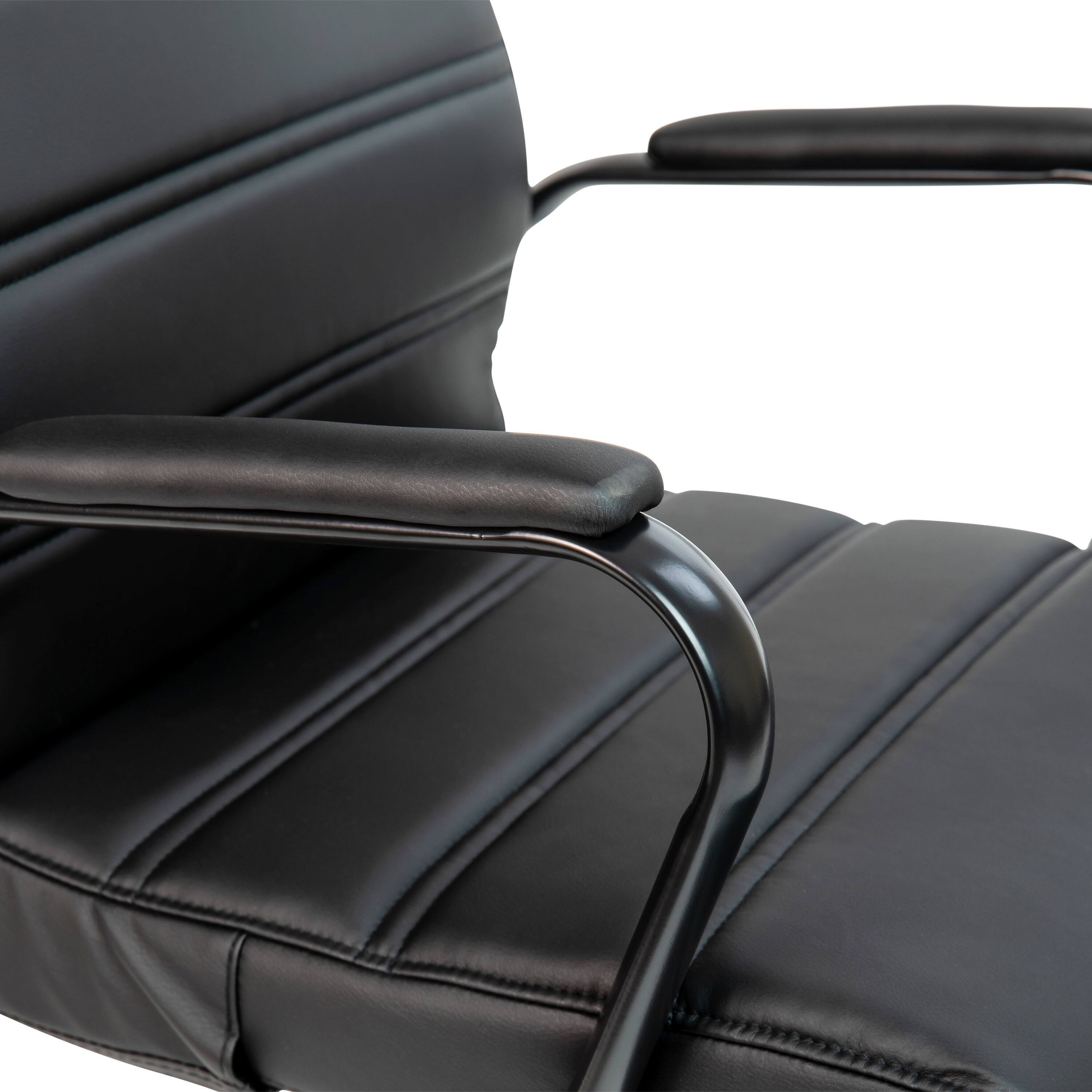 Alt View 9. Emma + Oliver - High Back Executive Swivel Office Chair with Metal Frame and Arms - Black LeatherSoft/Black Frame.