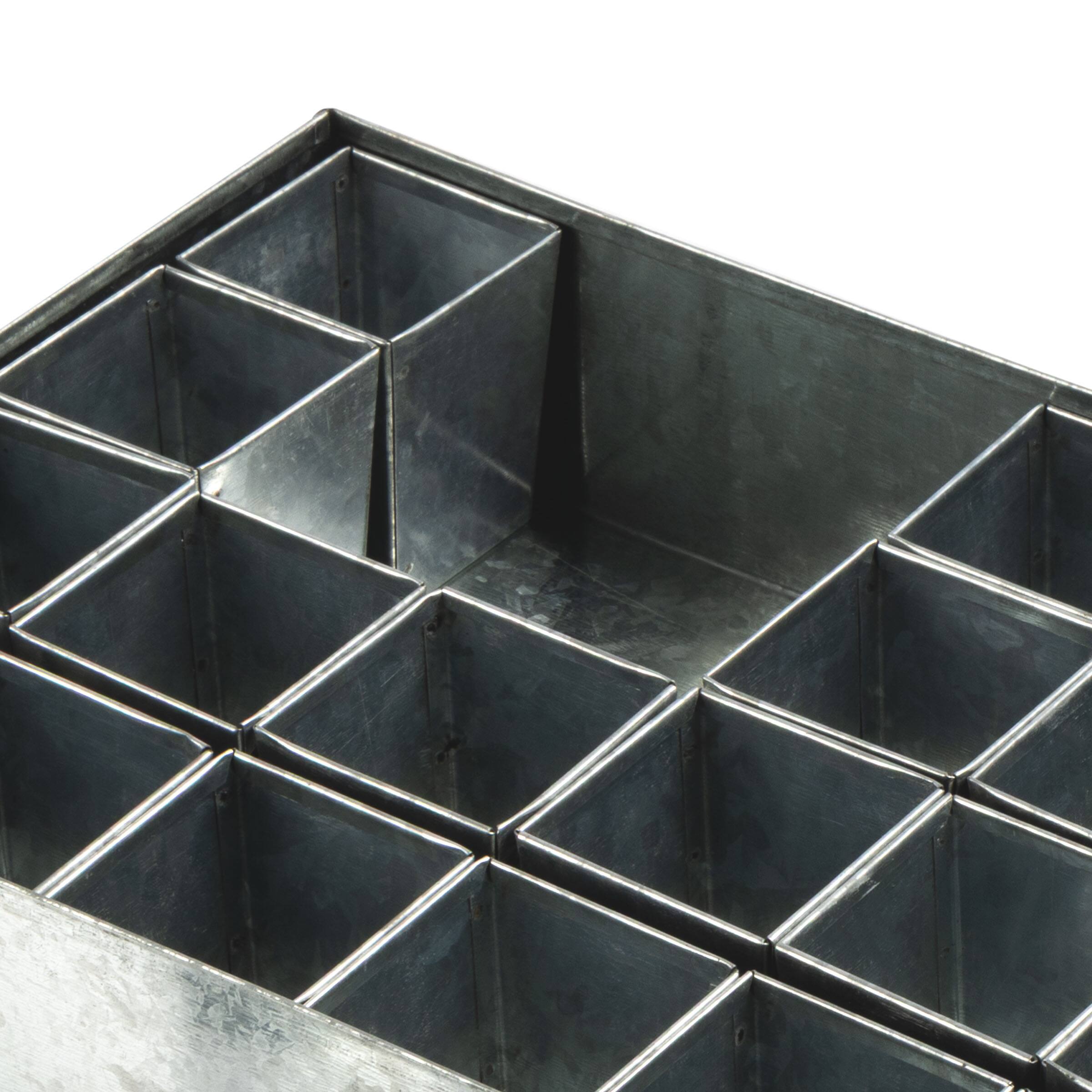 Angle. Kings County Tools - Steel Metal Seed Starter Tray - Silver.