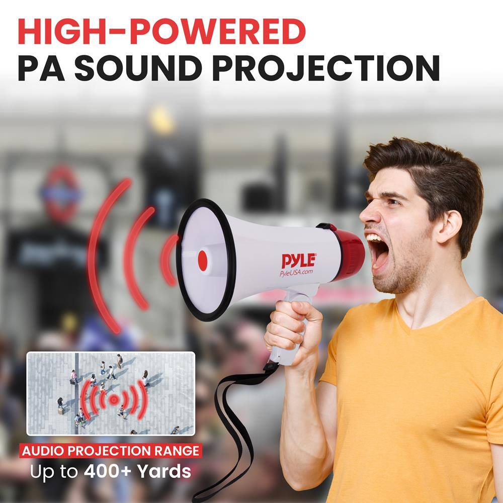 HIGH-POWERED PA SOUND PROJECTION

AUDIO PROJECTION RANGE
Up to 400+ Yards

PYLE
PyleUSA.com