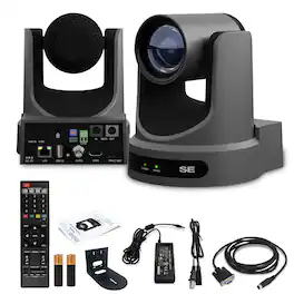 PTZOptics - Move SE PTZ Camera with 30x Optical Zoom (PT30X-SE-GY-G3) + Wall Mount - Gray