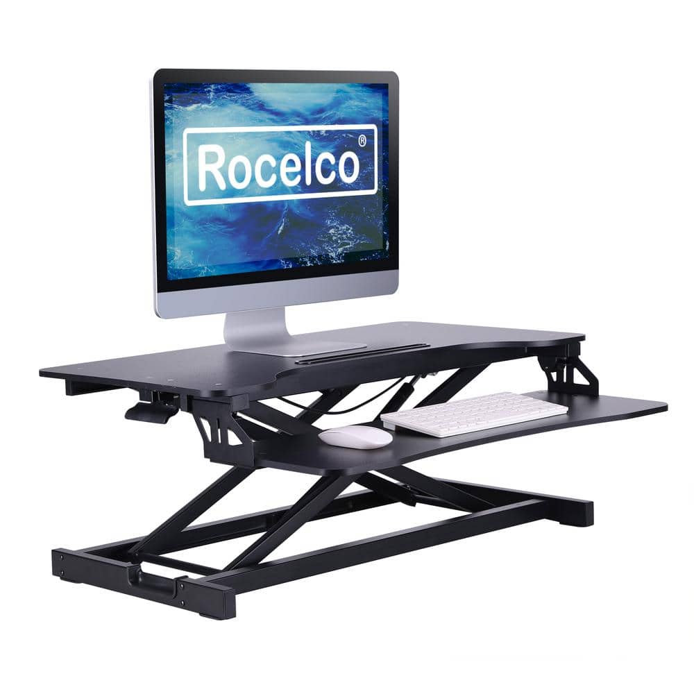 Rocelco - Sit to Standing Desk Riser and Converter, Standing Desk - Black