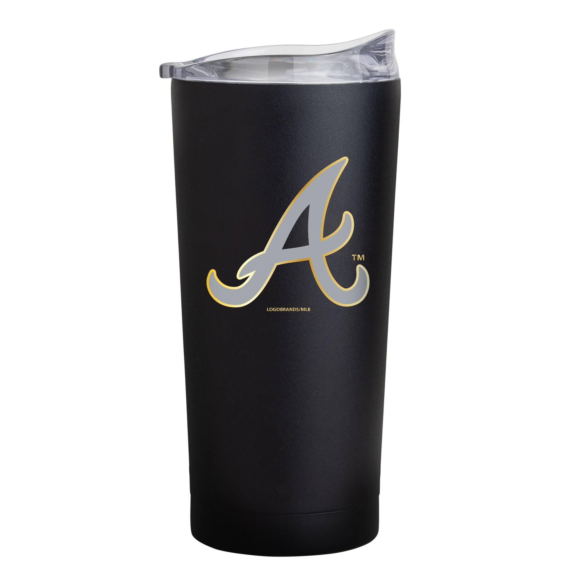Front. Logo Brands - Atlanta Braves Black Foil 20oz. Powder Coat Tumbler - Multicolor.