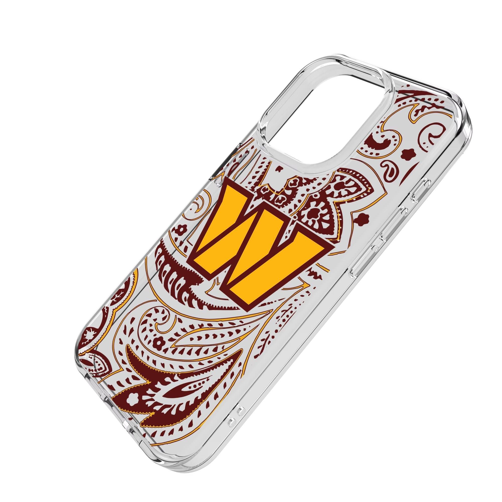 Alt View 1. Keyscaper - Washington Commanders iPhone Clear Paisley Design Case - 16e - Multicolor.