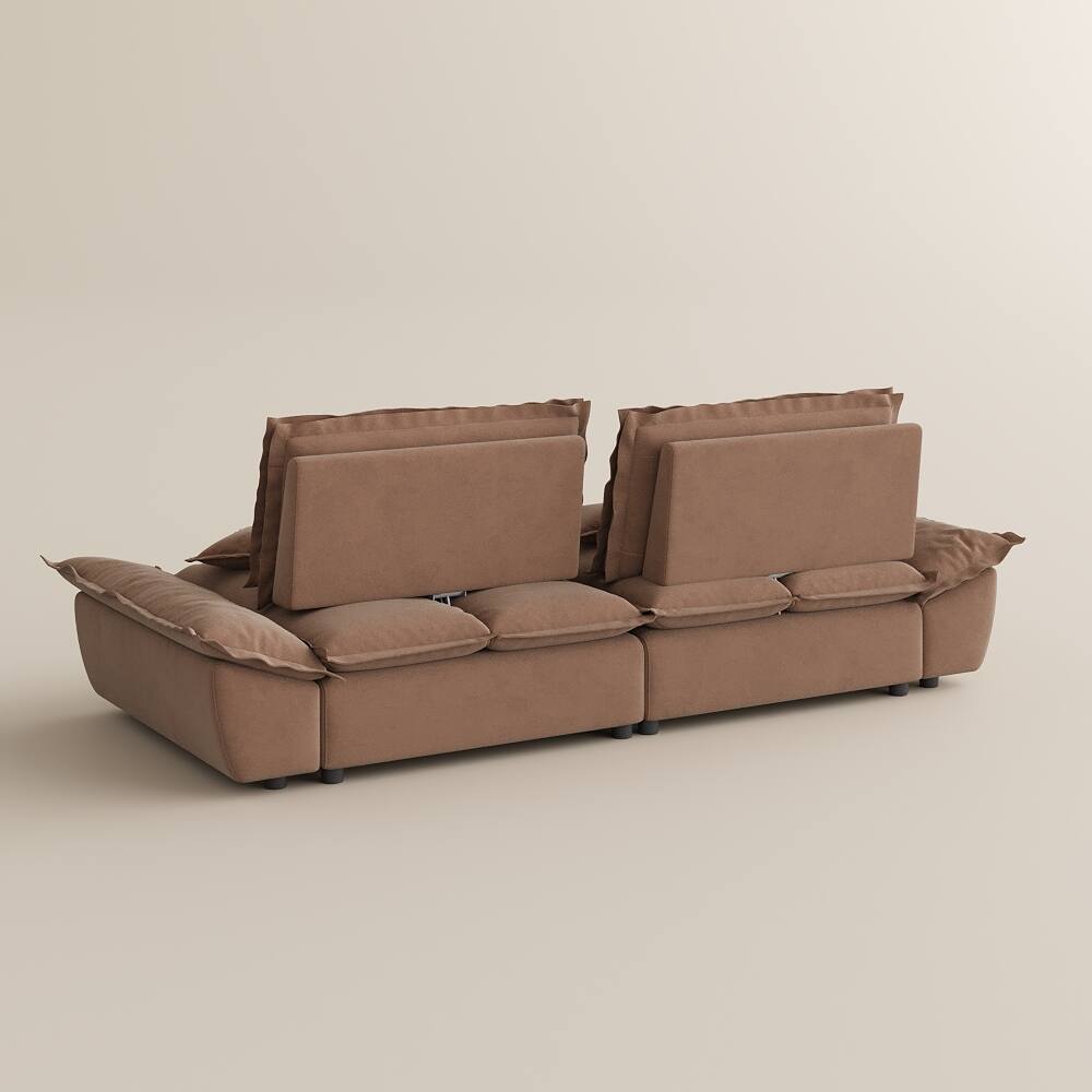 Alt View 9. POVISON - 104.33" Sailboat Deep Sofa Stain Resistant Cozy Couch with Adjustable Backrest - Brown Suede Fabric.