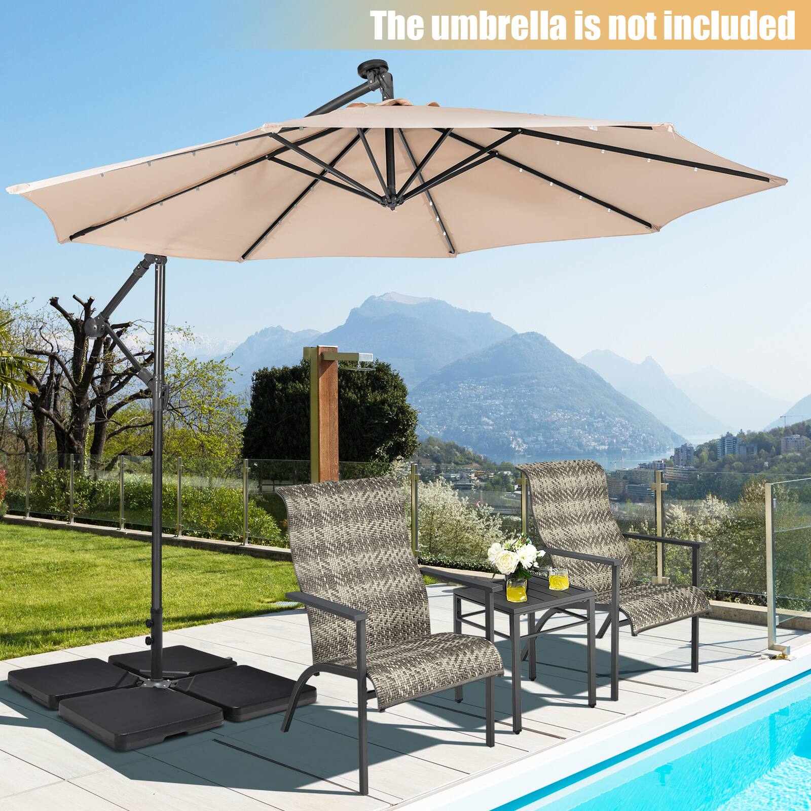 The umbrella is not included