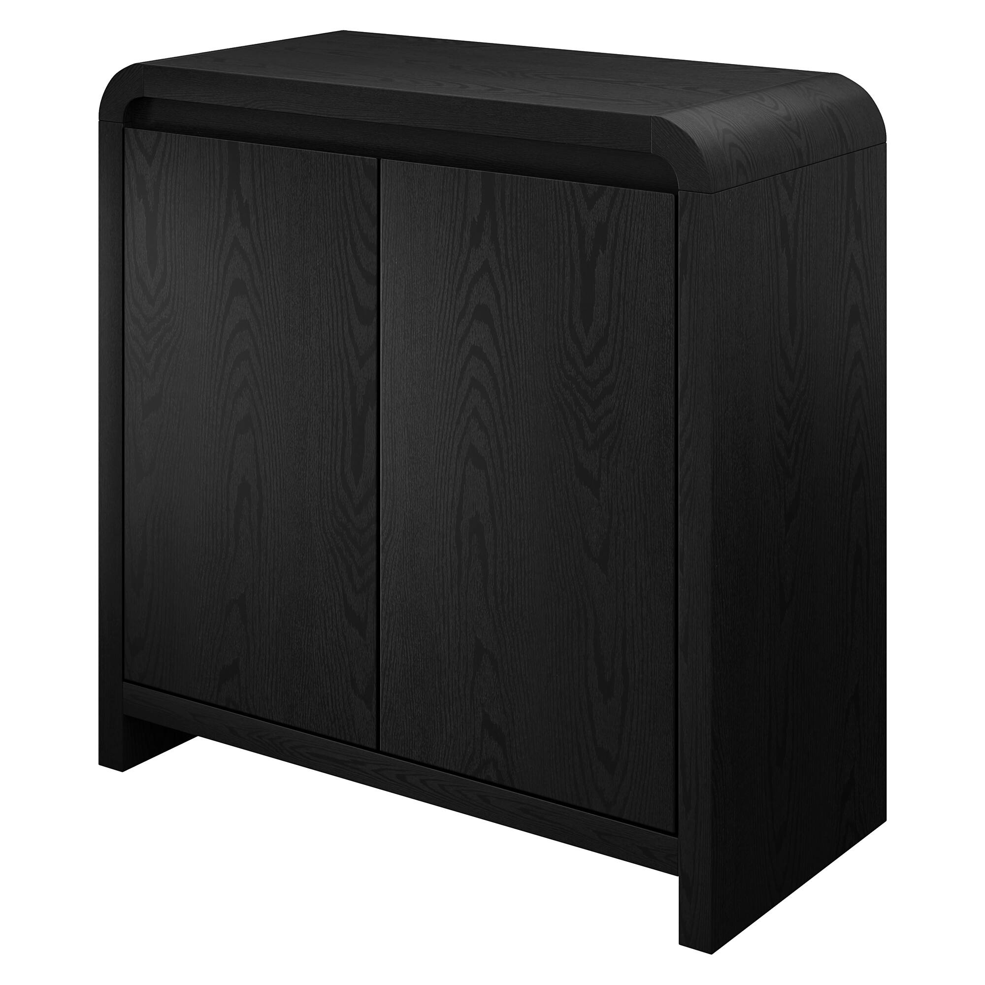 Back. Hudson&Canal - Caitlin 32" Wide Rectangular Accent Cabinet - Black.