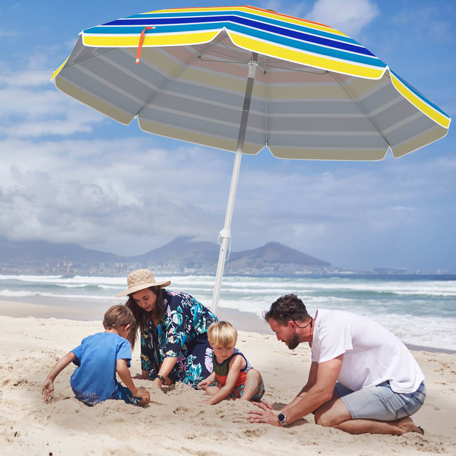 Alt View 4. Costway - Costway 6.5 FT Patio Beach Umbrella Sun Shade Tilt Aluminum Sports Portable Carry Bag - Multicolor.