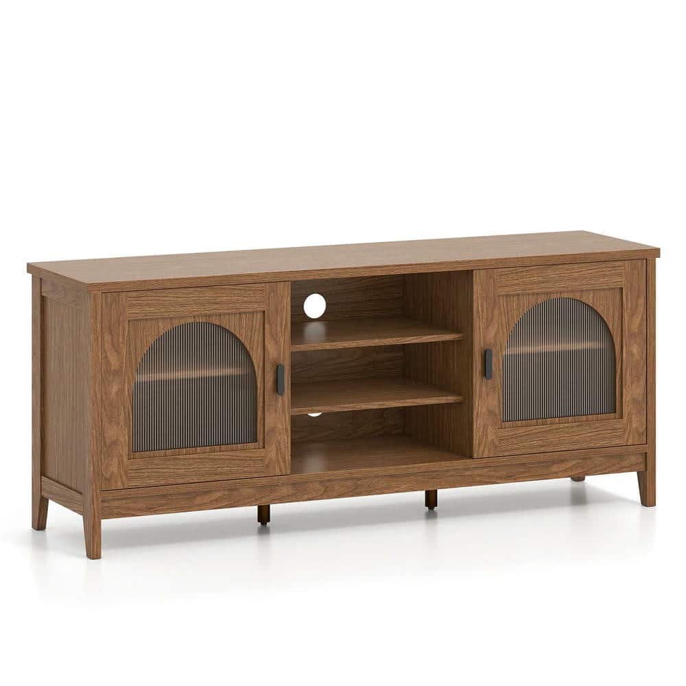 Kadyn - Vintage-Style TV Cabinet for 65-Inch TVs with Adjustable Shelves, Walnut - Brown