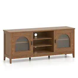 Kadyn - Vintage-Style TV Cabinet for 65-Inch TVs with Adjustable Shelves, Walnut - Brown