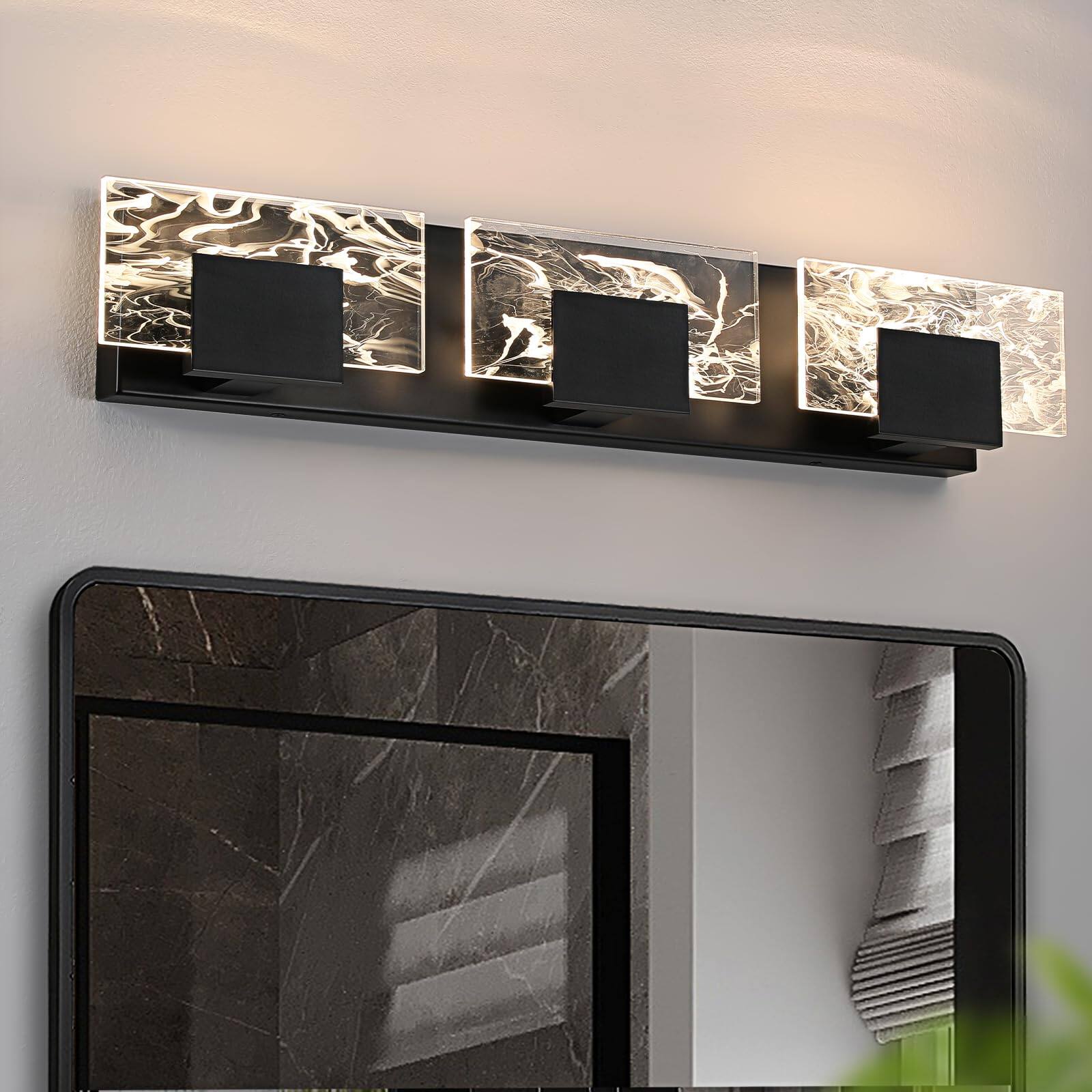 Alt View 6. TECH SAFARI - Led Bathroom Vanity Light n Matte Modern Lighting Fixtures Contemporary Smoke Design Wall Lights Fixture - Black 3 Light.