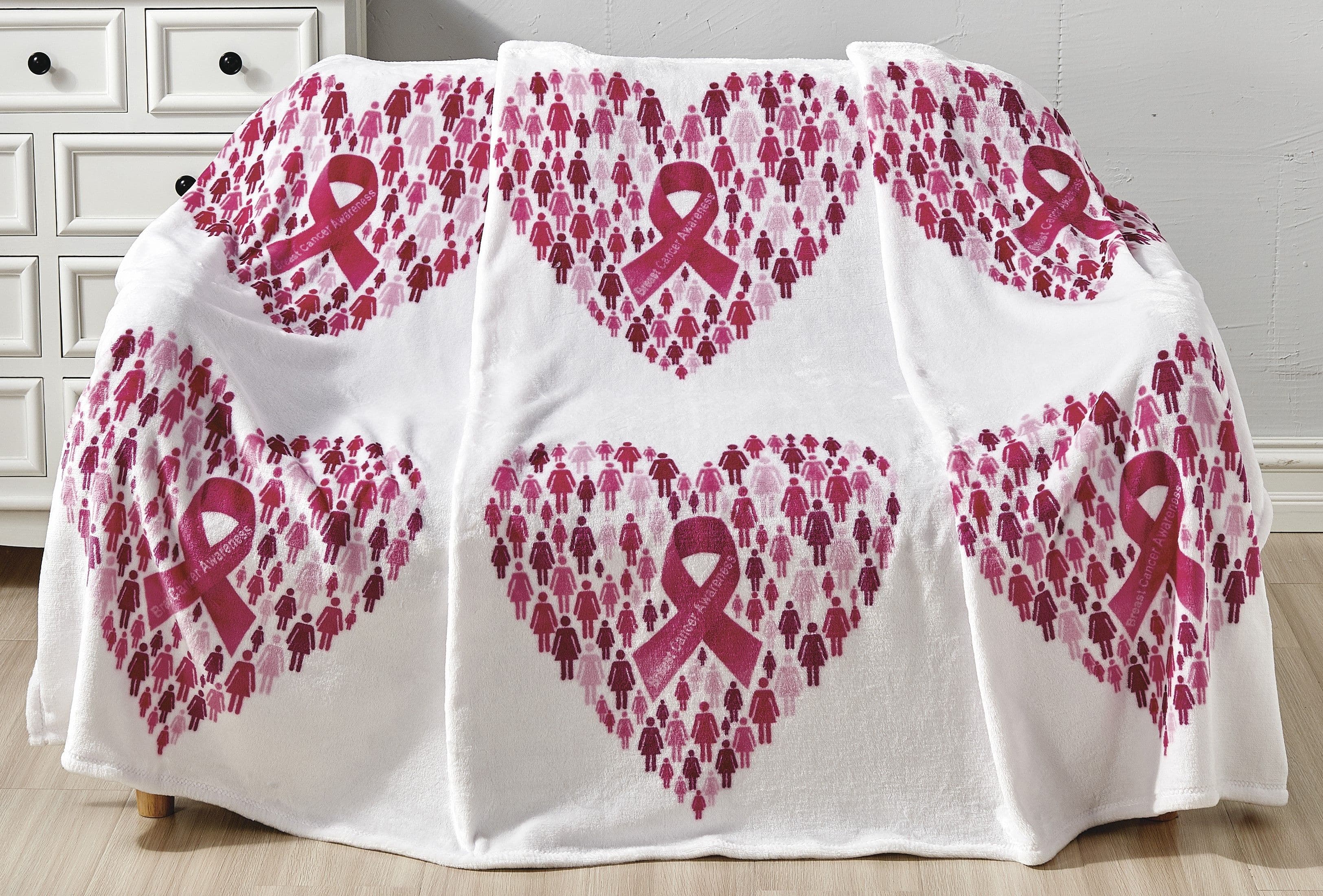Noble House - Warm and Snugly Breast Cancer Awareness 50"x70" Throw Blanket - Together We Rise