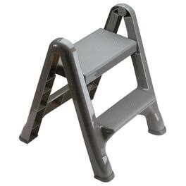 RubberMaid - 2 Step Slip Resistant Folding Plastic Stepstool with Foot Pads, Grey - Gray