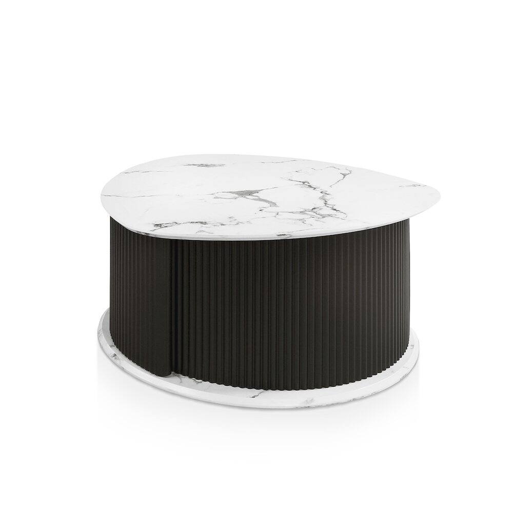 Furniture of America - Talo Fluted Pedestal Triangle Storage Coffee Table - Black